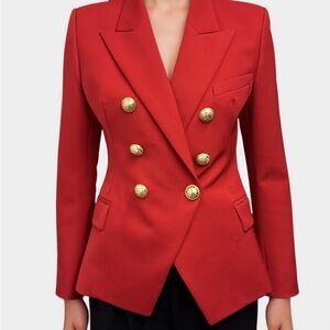 Balmain Red Blazer with Gold Buttons
